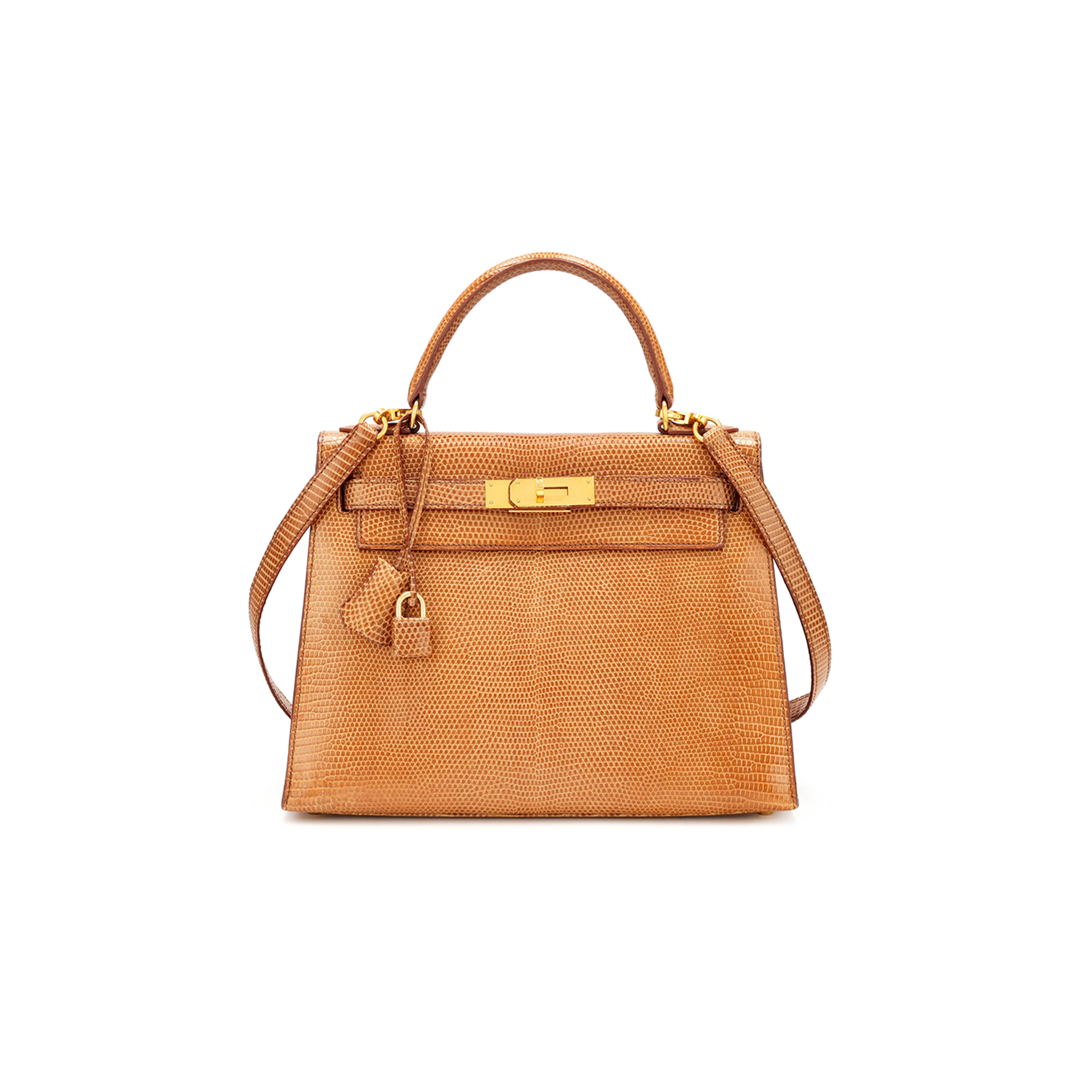 H**mes master shiny lizard sellier kelly 28 toffee gold buckle (28*22*10cm)